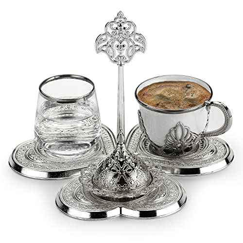Bride-groom Single Presentation Coffee Set with Glass, Candy Bowl and