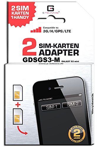 GDSGS3-M S3 Mini / 2 Jahre Garantie!/ Mehrsprachig/Zifferncodefähig/Dual SIM DualSIM Adapter Karte Card Samsung Galaxy S3 Mini, SIII, UMTS/3G/HSDPA/GPS GDSGS3-M S3 Mini / 2 Jahre Garantie!/ Mehrsprachig/Zifferncodefähig/Dual SIM DualSIM Adapter Karte Card Samsung Galaxy S3 Mini, SIII, UMTS/3G/HSDPA/GPS