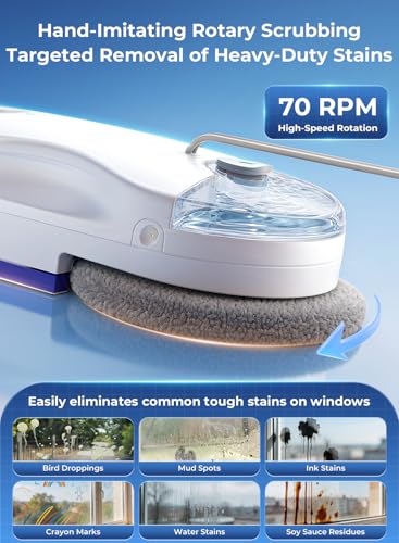 Image of HUTT Window Cleaning Robot, 6500Pa Strong Suction Robot Window Cleaner with World-First Round-Square Dual-Stage Cleaning, Ultrasonic Dual Spray, Edge Cleaning & Corner Coverag
