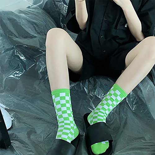 Women Fashion Harajuku Trends Checkerboard Socks Geometric Checkered Socks Men Hip Hop Cotton Print Skateboard Soks3