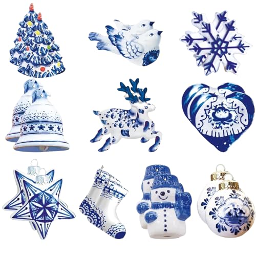 Weihnachtsbaum-Anhänger Aus Holz, 20PCS Weiß Blau...