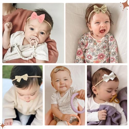 Image of SNOWIE SOFT Hair Band for Girls Kids, 10Pcs Bow Headbands for Baby Girl Hairband Accessories, Stretchy Hairbands for Kids Hair Bands for Baby Girl 0 to 2 Years Shower Gift Photography