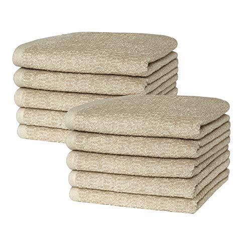 やさしい暮らし フェイスタオル 泉州タオル 10枚セット まとめ買い オーガニックコットン 綿100% 日本製 薄手 無地 29×80 ベージュ