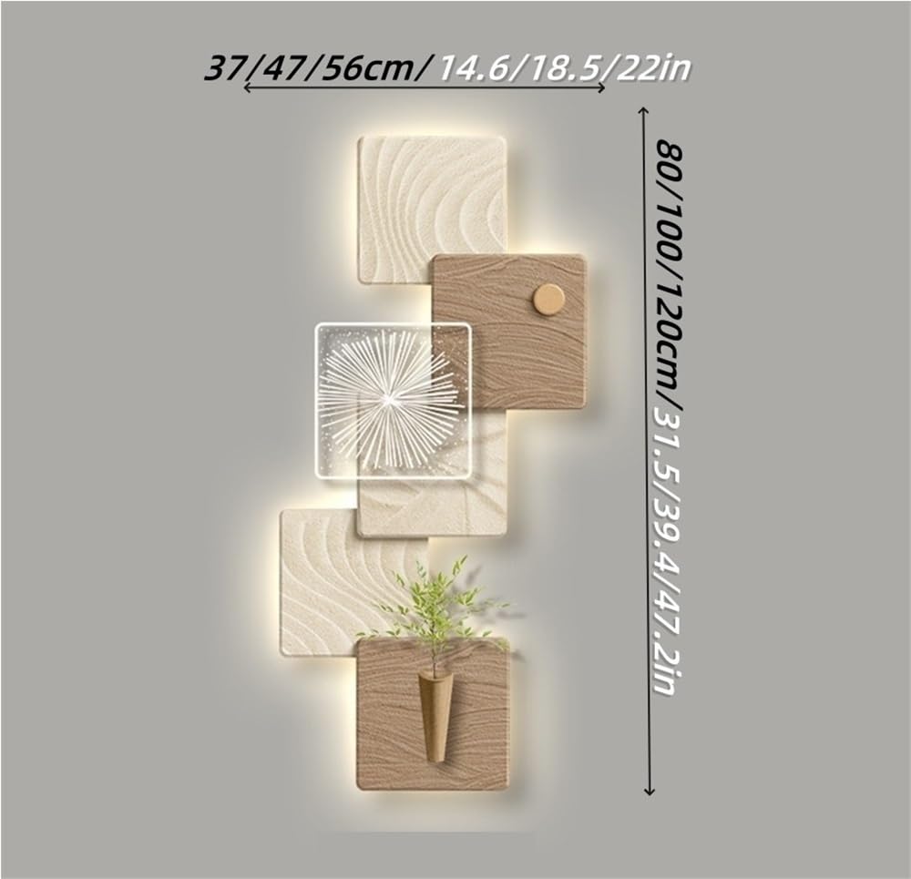 Cuadro Decorativo con diseño Cuadrado, Mural 3D Iluminado para Sala de Estar y Dormitorio, con Luces LED (Azul, 99 cm)