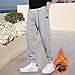 Mens Thick Fleece Sweatpant Casual Warm High Waisted Tapered Joggers Fashion Outdoor Hiking Workout Stretch Pant Gray