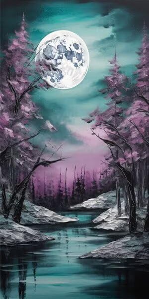 Peinture diamant complet clair de lune grand format 40x80cm broderie strass carres