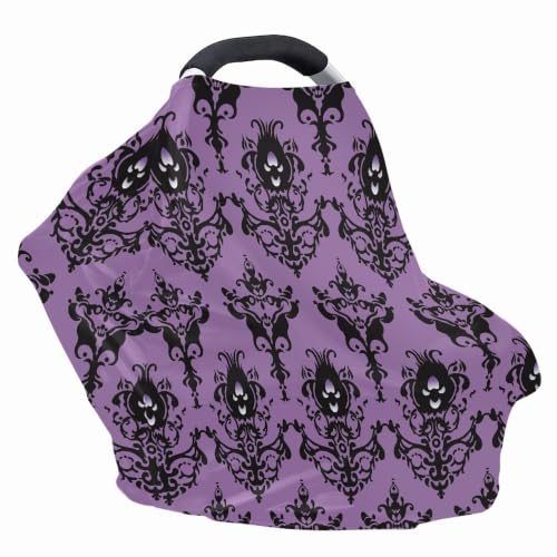 Image of Halloween Car Seat Cover Baby Girl Boy Nursing Canopy, Goth Purple