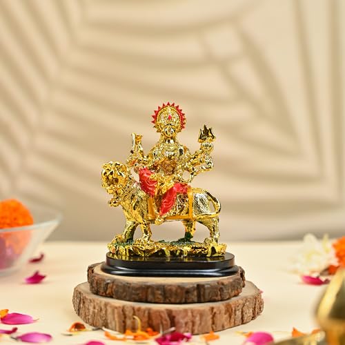 Image of HindCraft Durga Maa Idol for Navratri Sherawali MATA Rani Murti for Home Decor, Pooja Room, Office Desk - Goddess Durga Statue for Mandir, Vastu, Car, and Festival Gift