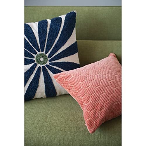 Creative Co-Op Cotton Slub Punch Hook Flower Pillow, 20" L X 20" W X 2" H, Multicolor #TOP6