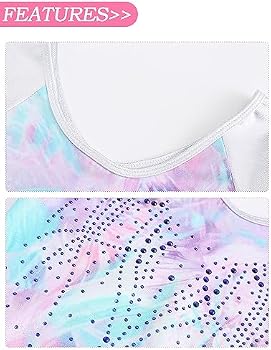 Vêtement Sport élastique Fille Justaucorps 3 Pièces SINLEEY Pour Fille - Manches Longues, Short, Bandeau - Gymnastique, Danse