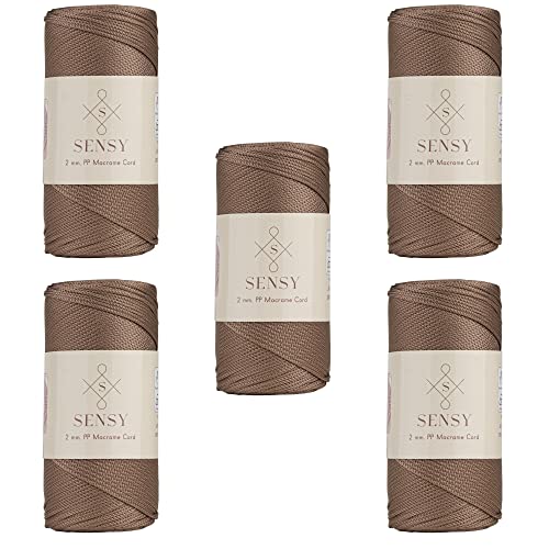 S Sensy 2mm - Premium Polypropylene Macrame Cord, 5 Skein Mink, 252 Yards