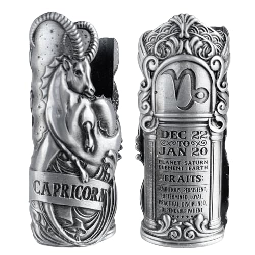 Metal Lighter Case Fits BIC, It Covers Standard Full Size Bic Lighter in J6. Zodiac Astrology Lighter Case, Design in Capricorn. One Piece Per Order