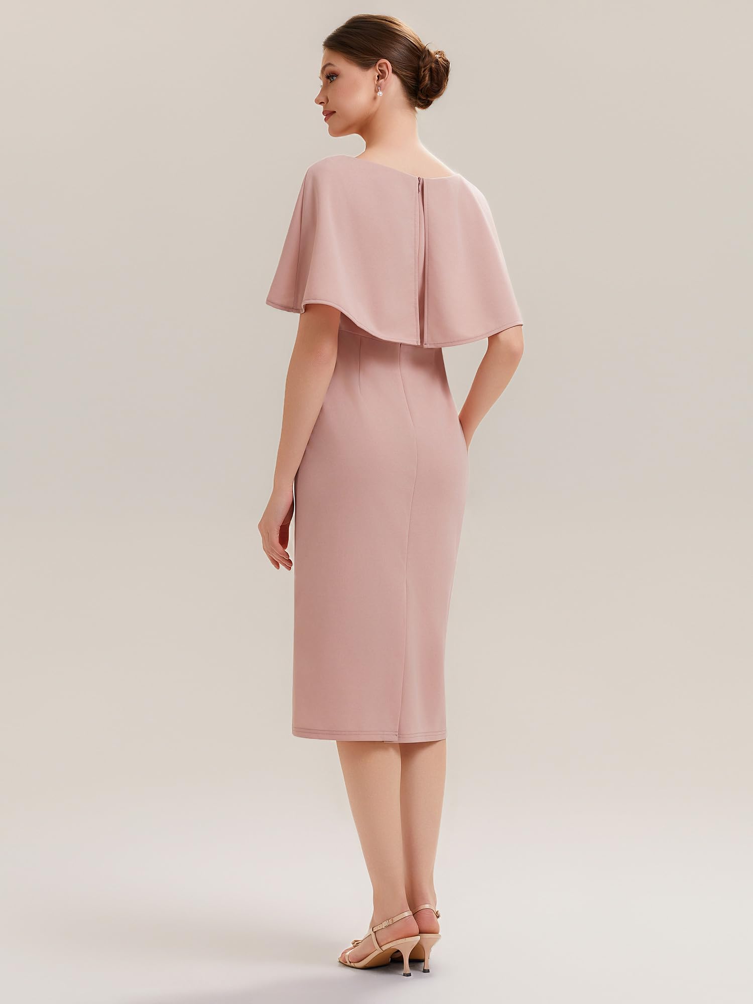 Ever-Pretty Robes d'invité de Mariage Encolure Ronde sans Manche Tricot Midi Robe Droite EG02688