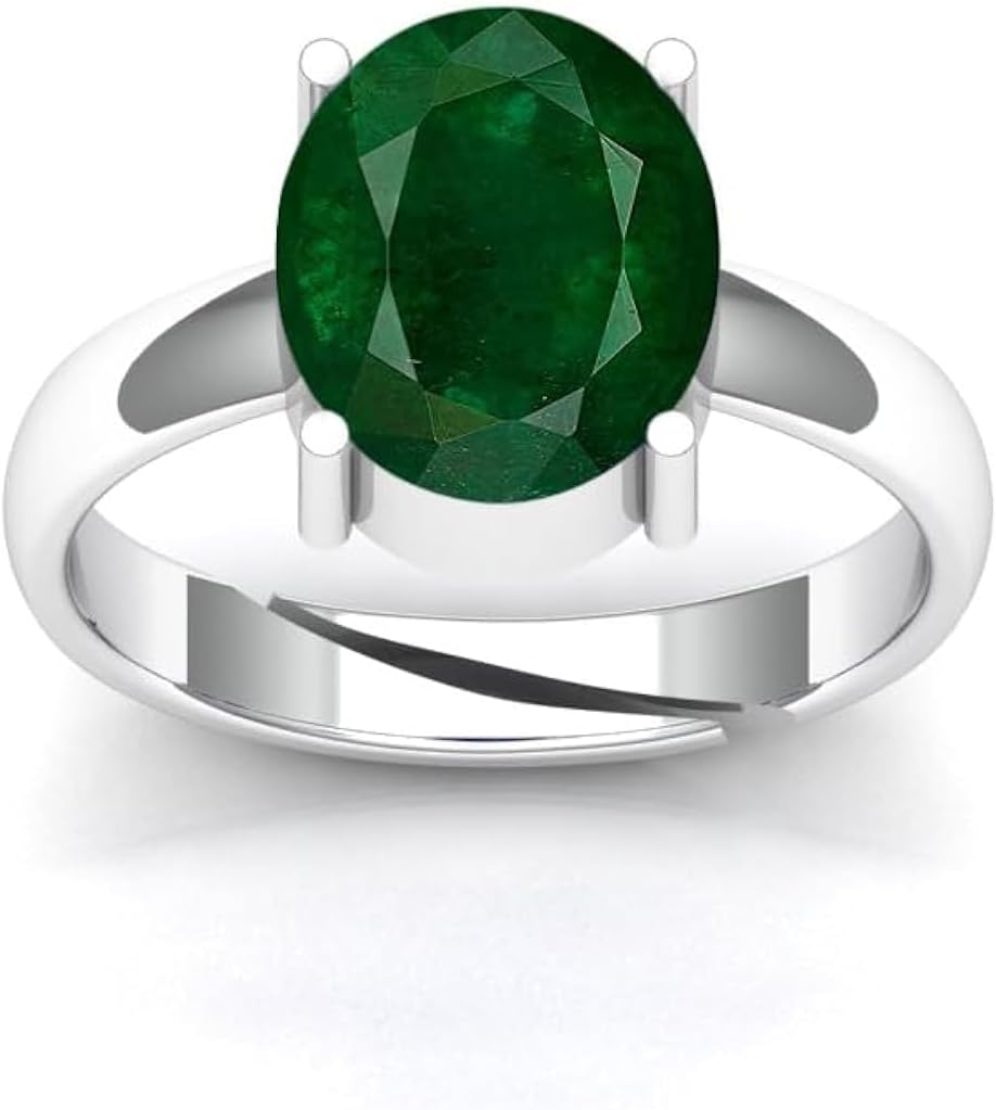 8.00 Carat Natural Emerald Gemstone 925 Sterling Silver Adjustable Ring For Women And Men
