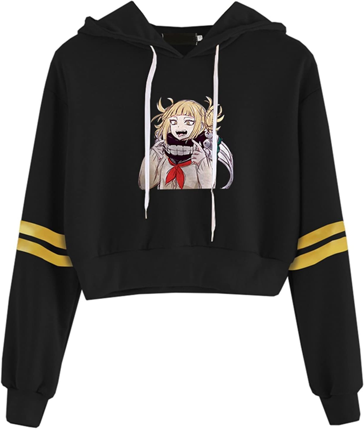 Women's My Hero Academia Crop Top Hoodie Deku Bakugo Todoroki Toga Anime Graphics Fashion Casual Striped Stitching Long Sleeve Shirt