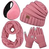 Motarto Winter Warm Set Knitted Scarf Beanie Hat Touchscreen Gloves Ear Warmer Cold Weather Gear for Men or Women