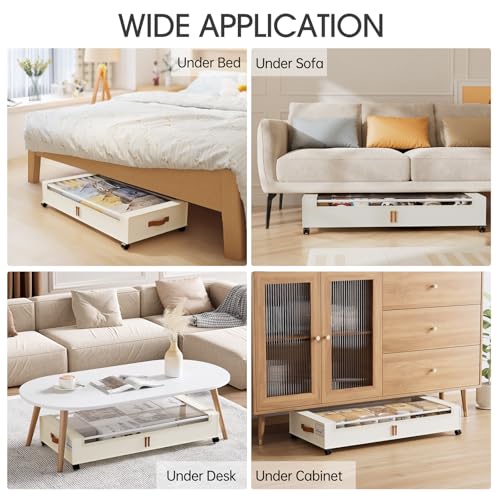 Yecaye Under Bed Storage with Wheels 2 Pack, 70L Larger Capacity Under Bed Storage Containers, Underbed Shoe Storage Organizer, Rolling Under Bed Metal Drawers for Clothes, Blankets(35.5 x 17 x 6.7in) by Yecaye - Image 6