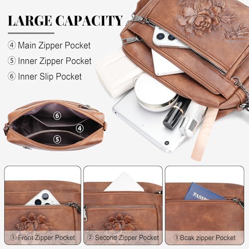 Image of Crossbody Bags for Women, Vegan Leather Embossed Crossbody Purse | Trendy Lightweight Design with Adjustable Strap, Spacious Interior for Daily Essentials, Ideal for Travel and Gift Giving