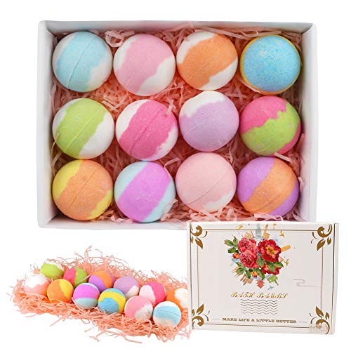 Number-one Bath Bombs, 12 Pcs Bath Bombs Gift Set Rich in Essential Oil, Sea Salt Moisturize Dry Skin, SPA Bubble Bath Bombs for Women, Kids, Men, Moms, Wife, Girlfriend Christmas Gifts