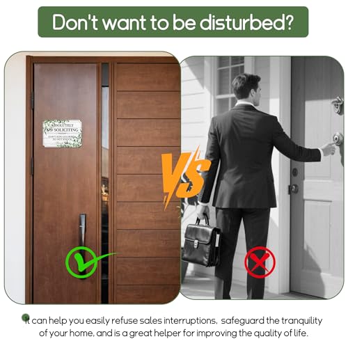 Image of No Soliciting Sign for Front Door,Self-Adhesive Elegant Do Not Knock or Ring Doorbell No Soliciting Sticker for Home, No Solicitors Sign for Doorbell, House Door, Home, Office 5.9 inchx 3.9 inch