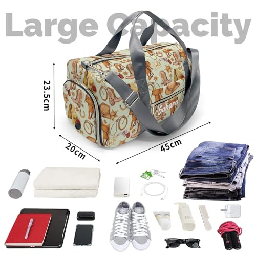 Personalized Vintage Western Cowboy Elements Custom Multi-functional Travel Bag, Unisex Portable Duffel Bag, Short Distance Travel Assistant4