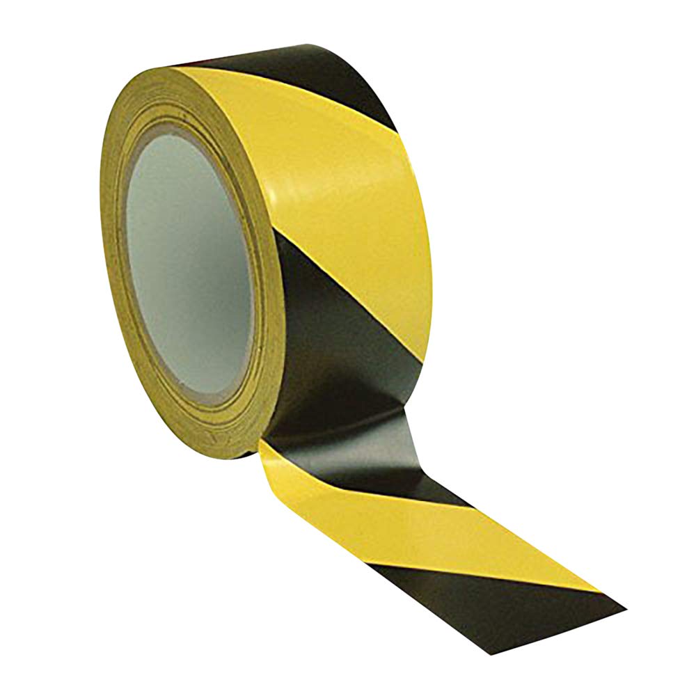 Supadec self Adhesive Black and Yellow Hazard Warning Tape - 33mtr x 50mm