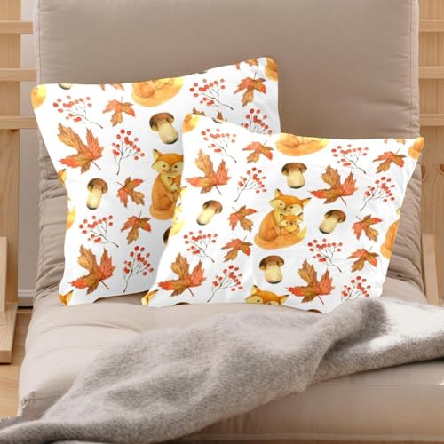 Housse de coussin velours 50x50 cm lot de 2 motif renard automne - 3