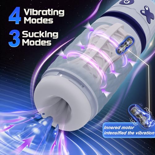 Masturbieren für Männer, Sex Spielzeug für die Männer mit Vibration und Saugmodi,Elektrischer Masturbator Cup 3D Realistische Vagina Sexspielzeug Taschenmuschi Penis Masturbatoren Grau – Bild 3