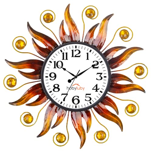 Outdoor Clock Silent Non-Ticking, 13" Sun Outdoor Wall Clock for ...