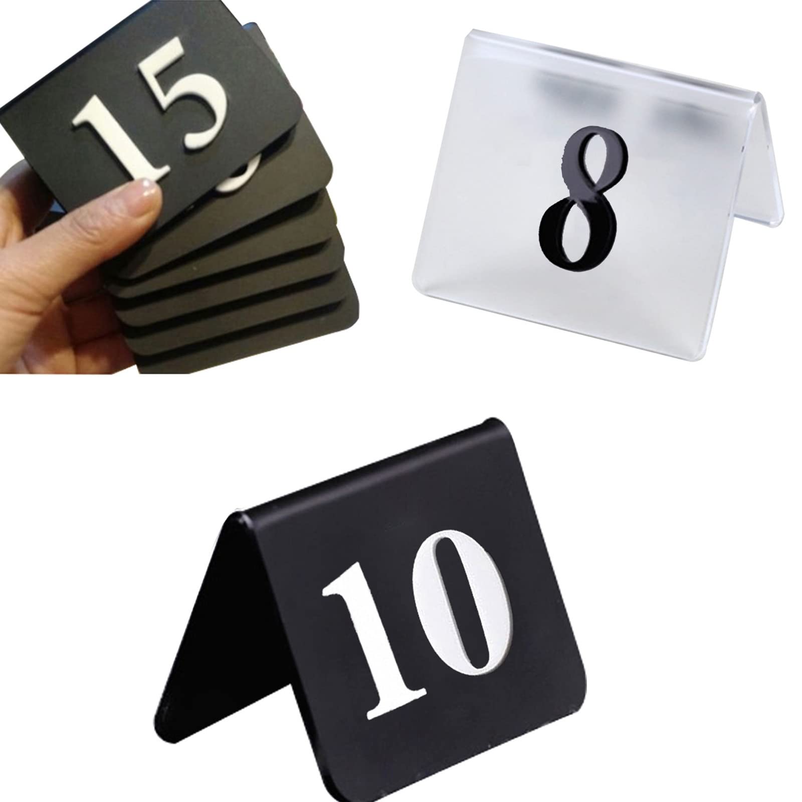MYUYEE Restaurant Cards Plate, Stackable Table Number Cards, Table Numbers Cycle Used, Best For Rustic Receptions, Banquets, Cafés, Restaurants, Hotel