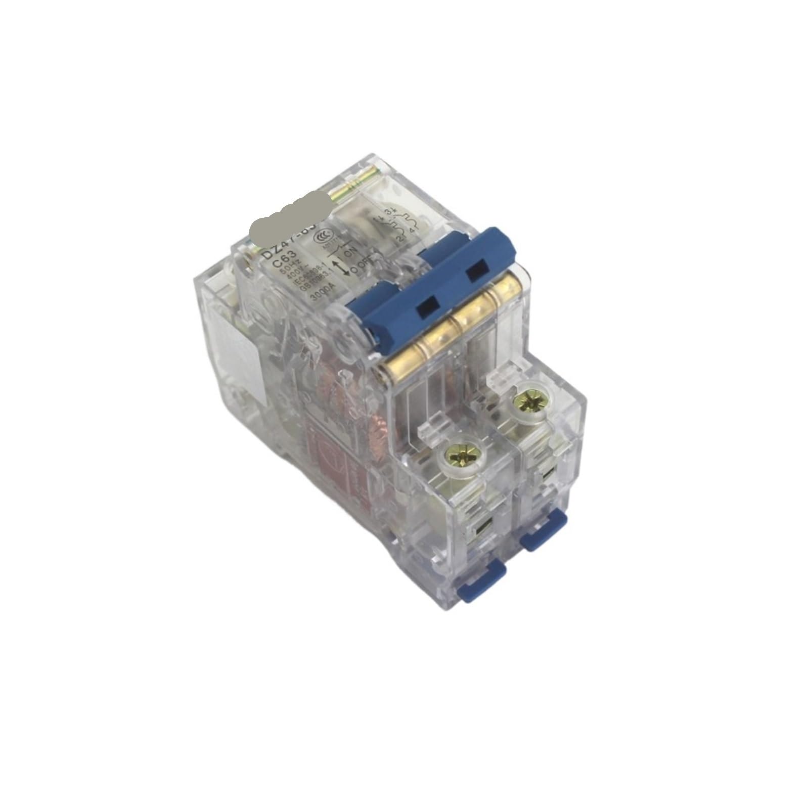 Mini disjoncteur DP 2P 25A avec boîtier transparent modulaire rail DIN