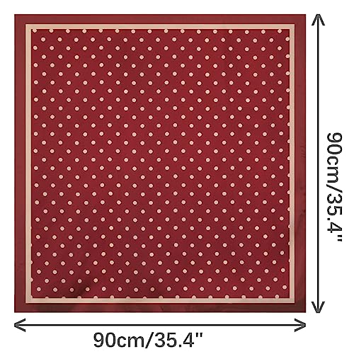 Women Polka Dots 35" Large Scarf, Vintage Satin Silk Like Square Neckerchief Head Wrap Bandanas Neck Scarves3