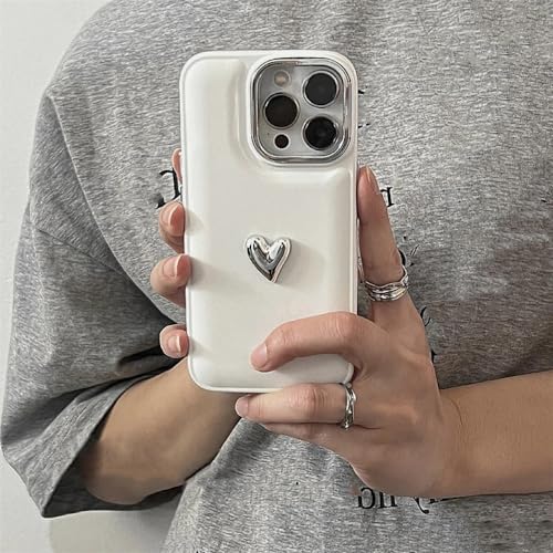 Coque souple iPhone 11 Pro Max cœur 3D et placage argent