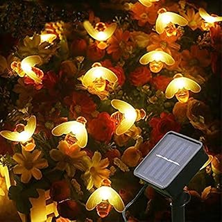 Chipark Solar Garden String Lights, 30 LED Honey Bee Fairy Lights 16.5Ft 8 Modes Solar Powered Waterproof Outdoor Garden Light for Flower Fence Yard Lawn Tree Patio Christmas Decor(Warm White)