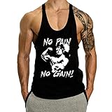 GymLeader Men's Gym Muscle Bodybuilding Stringer Tank Tops Y Back Workout T-Shirt-BK-L Black