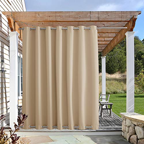 NICETOWN Outdoor Curtain for Patio Waterproof, Rustproof Grommet Top and Bottom Weighted Indoor Outdoor Divider Windproof Thermal Insulated Drape for