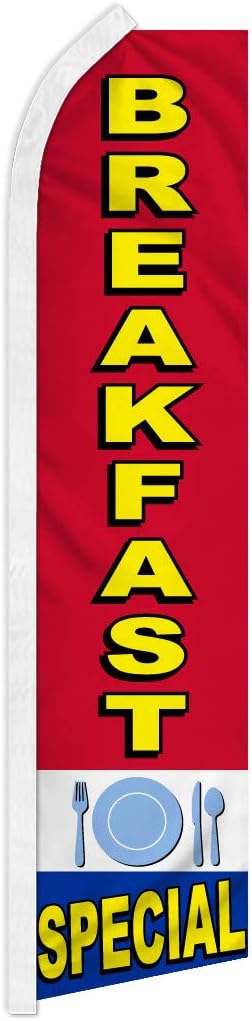 Infinity Republic Breakfast Special Swooper Flag - 11.5ft x 2.5ft, Red, Independence Day, Business Advertising Flag