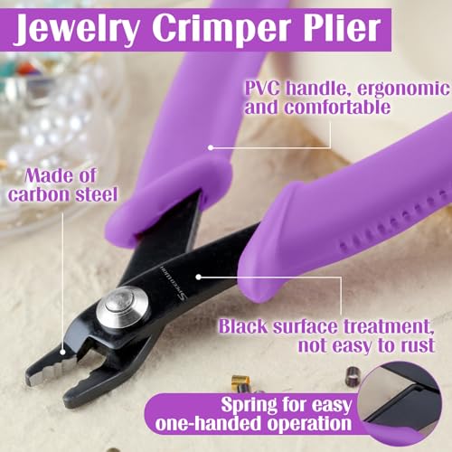 SPEEDWOX Bead Crimping Pliers Jewelry Crimper Plier for Beading Micro Tube Beads Crimper Micro Crimping Pliers Bent 2 Holes Multi Use DIY Jewelry Craft Beading Hobby for 2mm-3mm Beads and Tubes - Image 2