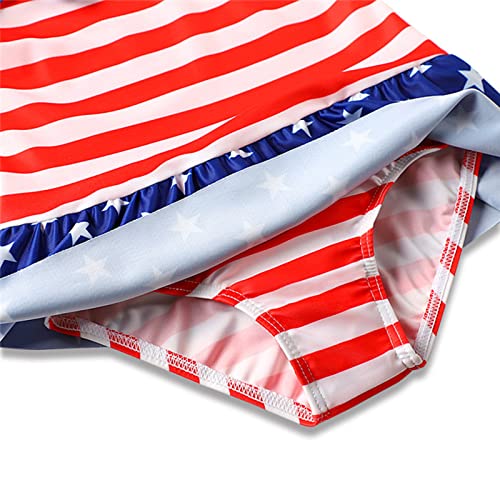 Girls 4th of July Swimsuits One Piece Beach Rash Guard Fourth of July Bathing Suits Toddler Girl Star Striped Swimwear4