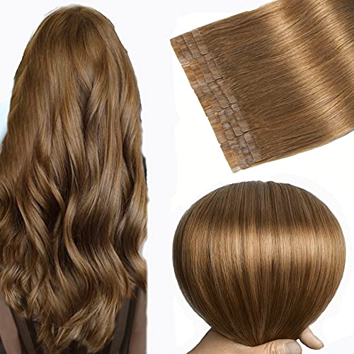 18 In Tape in Hair Extensions 6 Light Brown 100% Remy Human Hair Extensions Silky Straight for Fashion Women 20 Pcs/Package(18Inch #6 Light Brown 40g)