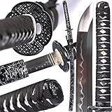 Auicx Sword,Handmade Katana Samurai Sword,1095/T10 High Carbon Steel Heat Tempered/Clay Tempered,Full Tang,Functional,Practical,40.55inches