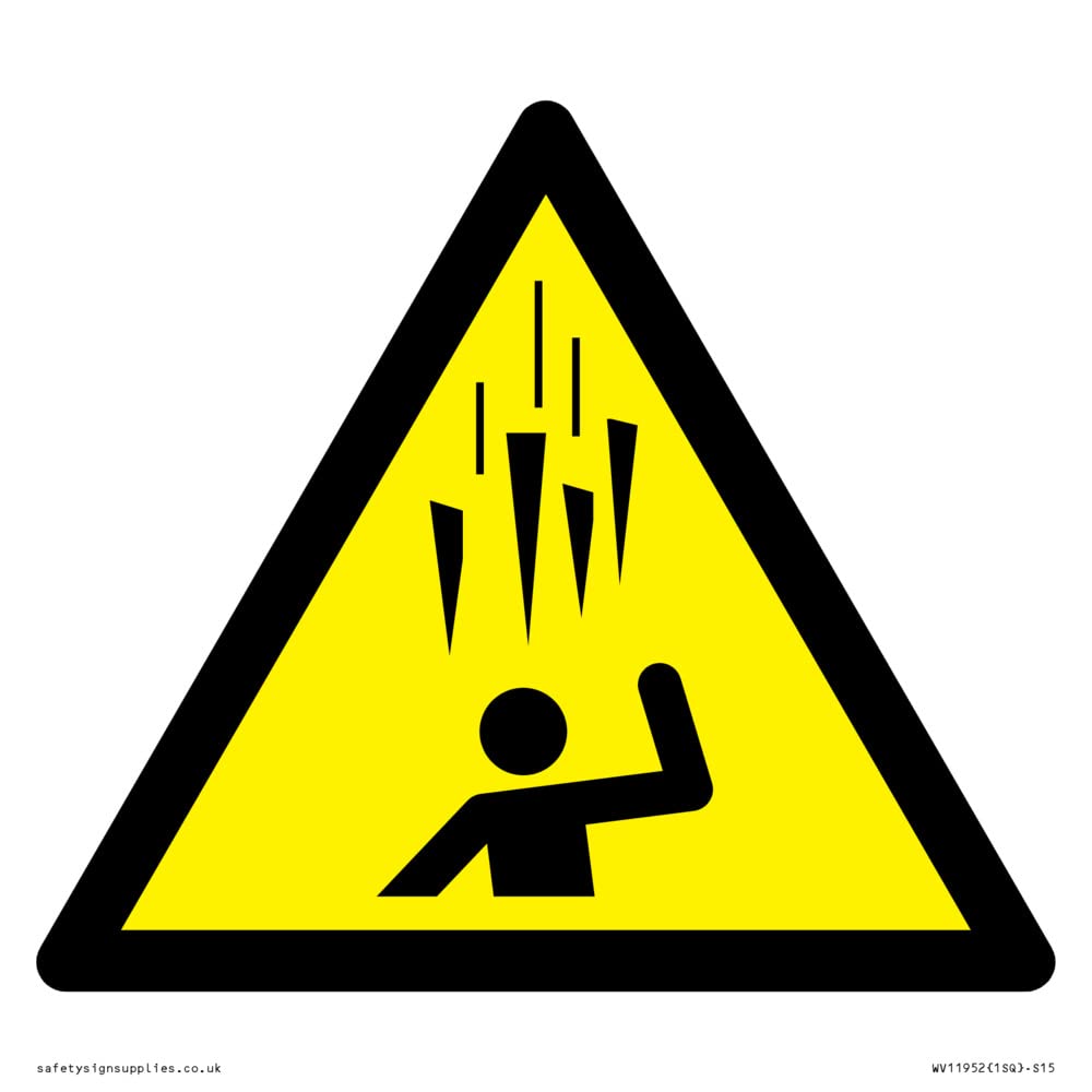 W039 Warning: Falling ice Sign - 150x150mm - S15
