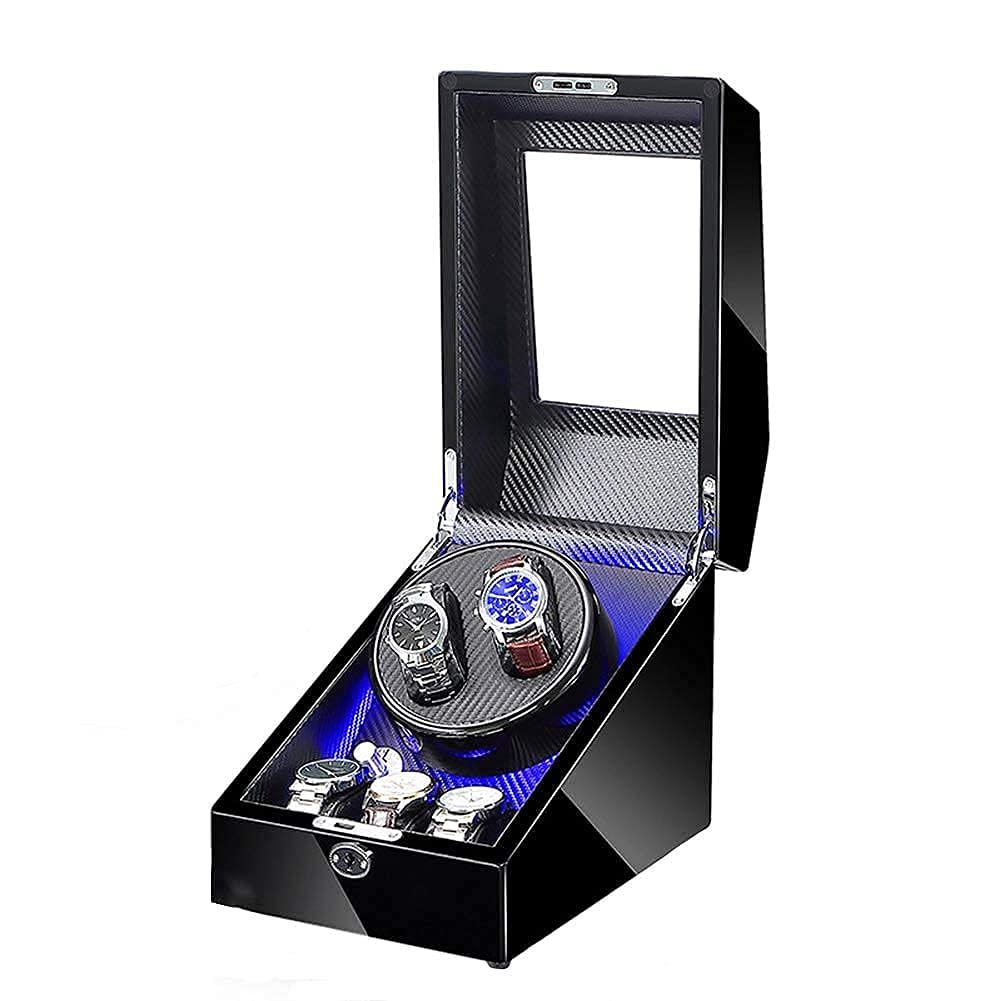 MYUYEE Watch Winder Watch Watch Winder For 2 Automatic Watches With Extra 3 Watch Storages Quiet Motor Led Illumination 5 Rotation Mode Settings