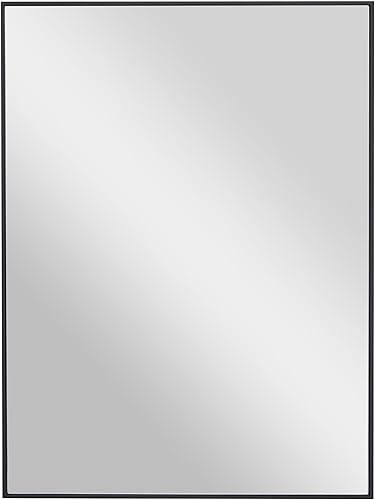 Deco 79 Espejo de pared de madera para habitación, espejo de entrada con marco minimalista fino, espejo montado en la pared de 18 x 1 x 24 pulgadas,