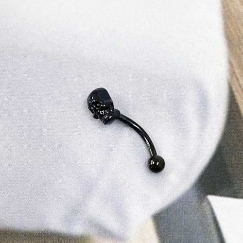 16G Black Skull Eyebrow Piercing Jewelry Surgical Steel Eyebrow Curved Barbell Ring Internal Thread Daith Rook Earrings Rook Halloween Jewelry for Women Men4