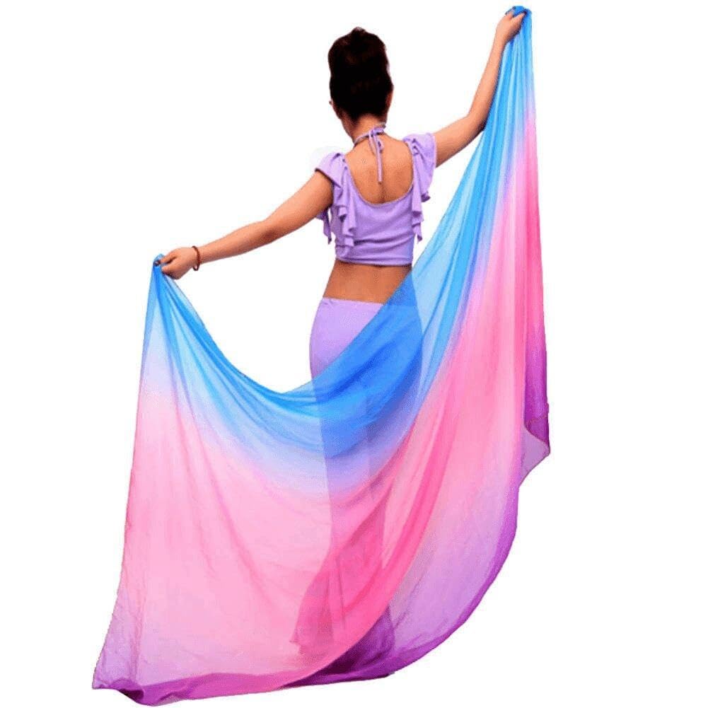 Velo da Danza del Ventre in Seta Reale, Sciarpa in Seta con Colori Graduati, veli da Danza del Ventre per la Pratica, Scialle per Il Viso