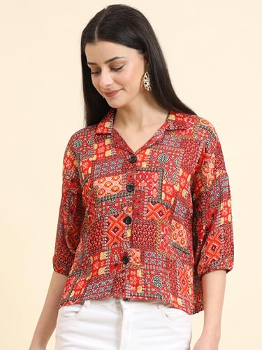 Image of Women's Cotton Blend Printed Combo (Pack of 2) Shirts - 3 /4 Sleeves V Collar Neck