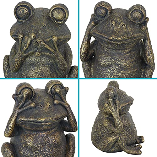 Sunnydaze 3 Wise Frogs 10-Inch Polystone Garden Statue Set - Hear No Evil, See No Evil, Speak No Evil #TOP5