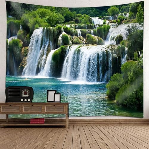 Tenture murale cascade pour rafraîchir un salon sombre et raviver les murs