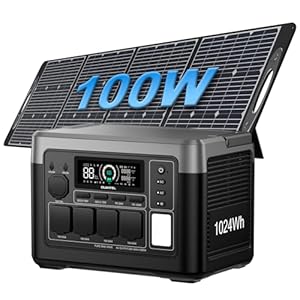 OUKITEL P1000E Plus Tragbare Powerstation 1024Wh LiFePO4 mit 100W Solarpanel, Solargenerator mit 4*1800W (3600W Spitze) AC Ausgänge, Schnellladung 0–80% in 40 Minuten, für Camping, Wohnmobil, Notfall